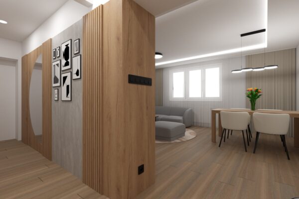 Byt Vimperk - obývák a předsíň