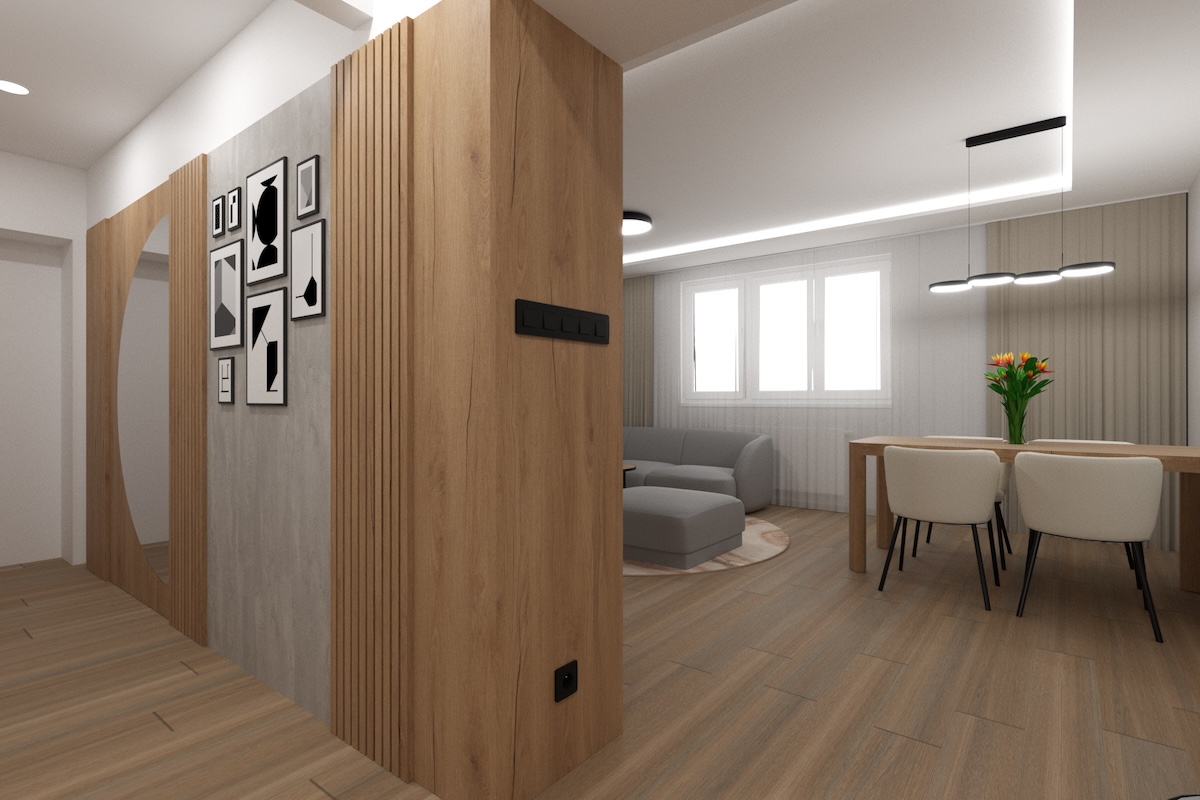 Byt Vimperk - obývák a předsíň